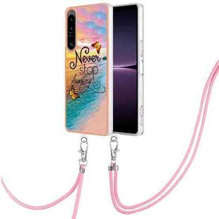 For Sony Xperia 1 IV Electroplating IMD TPU Phone Case with Lanyard(Dream Butterfly)