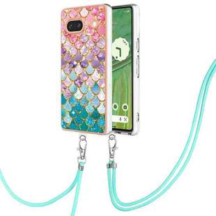 For Google Pixel 7a Electroplating IMD TPU Phone Case with Lanyard(Colorful Scales)