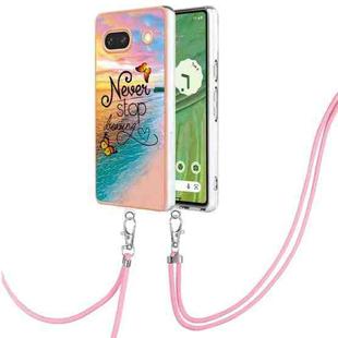 For Google Pixel 7a Electroplating IMD TPU Phone Case with Lanyard(Dream Butterfly)