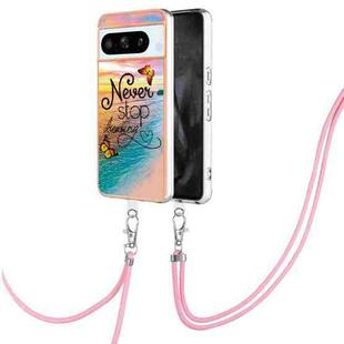 For Google Pixel 8 Pro Electroplating IMD TPU Phone Case with Lanyard(Dream Butterfly)