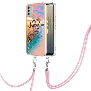 For Nokia C31 Electroplating IMD TPU Phone Case with Lanyard(Dream Butterfly)