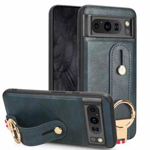 For Google Pixel 8 Wristband Leather Back Phone Case(Blue)