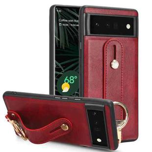 For Google Pixel 6 Wristband Leather Back Phone Case(Red)
