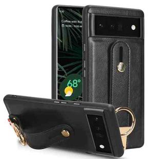 For Google Pixel 6 Wristband Leather Back Phone Case(Black)