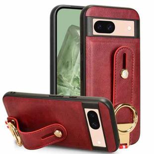 For Google Pixel 8a Wristband Leather Back Phone Case(Red)
