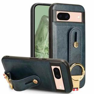 For Google Pixel 8a Wristband Leather Back Phone Case(Blue)