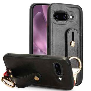 For Google Pixel 9a Wristband Leather Back Phone Case(Black)