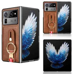 For Tecno Phantom V Fold2 Wristband Leather Back Phone Case(Brown)