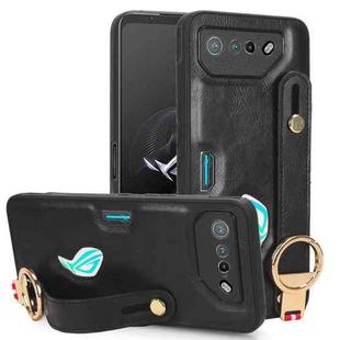 For Asus ROG Phone 7 / ROG7 Wristband Leather Back Phone Case(Black)