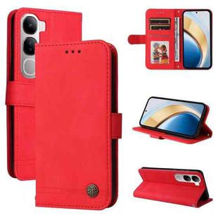 For vivo V40 Lite 4G / 5G IDN Skin Feel Life Tree Metal Button Leather Phone Case(Red)