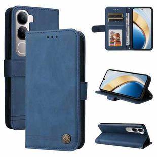 For vivo V40 Lite 4G / 5G IDN Skin Feel Life Tree Metal Button Leather Phone Case(Blue)