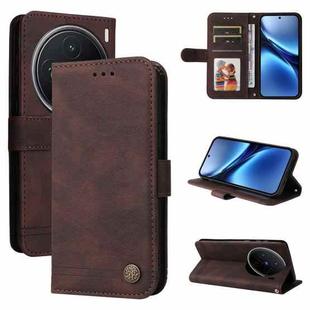 For vivo X200 Skin Feel Life Tree Metal Button Leather Phone Case(Brown)