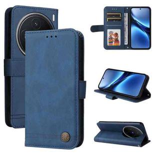 For vivo X200 Skin Feel Life Tree Metal Button Leather Phone Case(Blue)