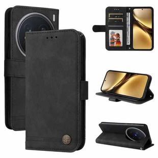 For vivo X200 Pro Skin Feel Life Tree Metal Button Leather Phone Case(Black)