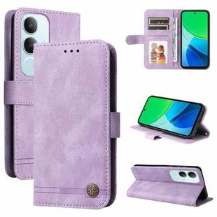 For vivo Y19s Skin Feel Life Tree Metal Button Leather Phone Case(Purple)