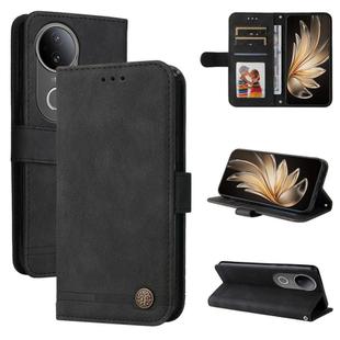 For vivo S20 Skin Feel Life Tree Metal Button Leather Phone Case(Black)