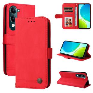 For vivo Y29s 5G / Y04 4G Skin Feel Life Tree Metal Button Leather Phone Case(Red)