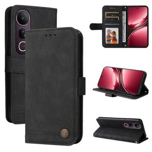 For vivo V50 Lite 4G / 5G Skin Feel Life Tree Metal Button Leather Phone Case(Black)