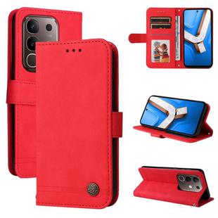For vivo Y29 4G Skin Feel Life Tree Metal Button Leather Phone Case(Red)