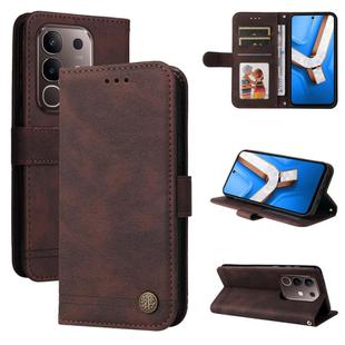 For vivo Y29 4G Skin Feel Life Tree Metal Button Leather Phone Case(Brown)
