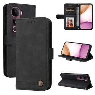 For vivo Y400 Pro 5G / V40e / iQOO Z9s Skin Feel Life Tree Metal Button Leather Phone Case(Black)