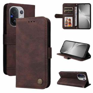 For vivo V60 5G Global Skin Feel Life Tree Metal Button Leather Phone Case(Brown)