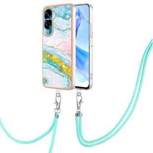 For Honor 90 Lite 5G Electroplating Marble Dual-side IMD Phone Case with Lanyard(Green 004)