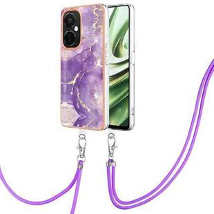 For OnePlus Nord CE 3 5G/Nord CE 3 Lite Electroplating Marble Dual-side IMD Phone Case with Lanyard(Purple 002)