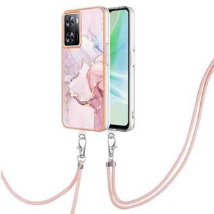 For OnePlus Nord N300 Electroplating Marble Dual-side IMD Phone Case with Lanyard(Rose Gold 005)