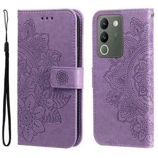 For vivo Y200 / V29e Global Seven-petal Flowers Embossing Leather Phone Case(Light Purple)