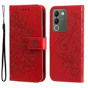 For vivo Y200 / V29e Global 7-petal Flowers Embossing Leather Phone Case(Red)