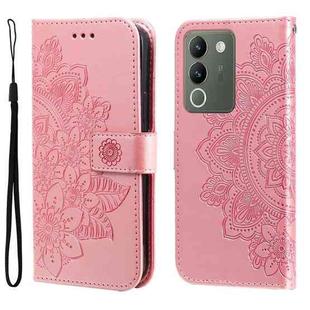 For vivo Y200 / V29e Global 7-petal Flowers Embossing Leather Phone Case(Rose Gold)