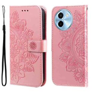 For vivo Y38 5G / T3x 5G Global 7-petal Flowers Embossing Leather Phone Case(Rose Gold)