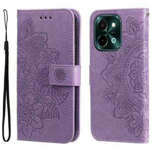 For vivo Y28 4G Global Seven-petal Flowers Embossing Leather Phone Case(Light Purple)