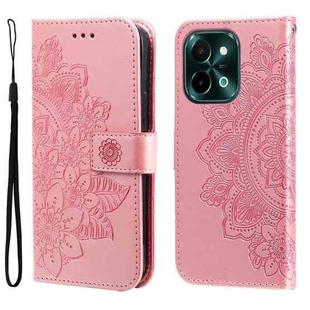 For vivo Y28 4G Global Seven-petal Flowers Embossing Leather Phone Case(Rose Gold)