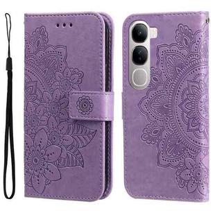 For vivo V40 Lite 4G / 5G IDN Seven-petal Flowers Embossing Leather Phone Case(Light Purple)