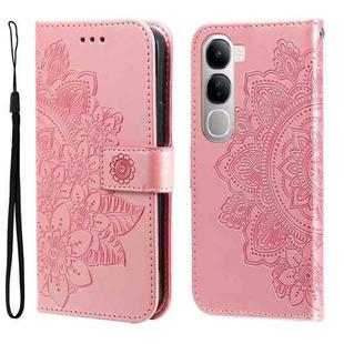 For vivo V40 Lite 4G / 5G IDN Seven-petal Flowers Embossing Leather Phone Case(Rose Gold)