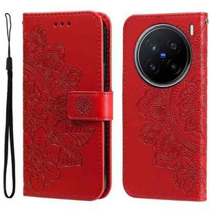 For vivo X200 Pro Seven-petal Flowers Embossing Leather Phone Case(Red)