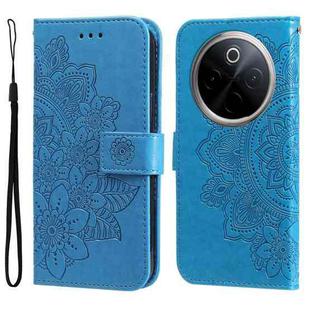 For vivo Y300 Pro Seven-petal Flowers Embossing Leather Phone Case(Blue)