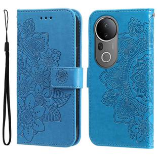 For vivo S20 Pro Seven-petal Flowers Embossing Leather Phone Case(Blue)