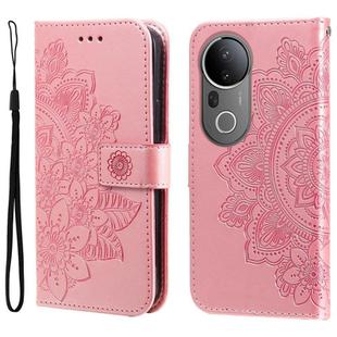For vivo S20 Pro Seven-petal Flowers Embossing Leather Phone Case(Rose Gold)