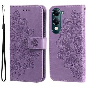 For vivo Y29s 5G / Y04 4G Seven-petal Flowers Embossing Leather Phone Case(Light Purple)