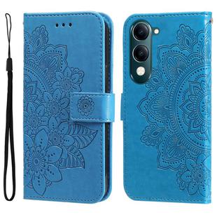For vivo Y29s 5G / Y04 4G Seven-petal Flowers Embossing Leather Phone Case(Blue)