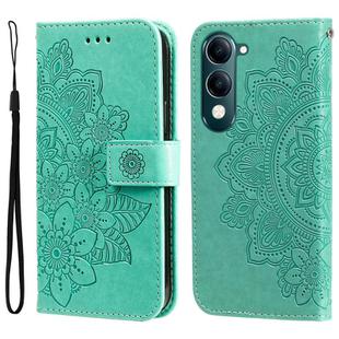 For vivo Y29s 5G / Y04 4G Seven-petal Flowers Embossing Leather Phone Case(Green)