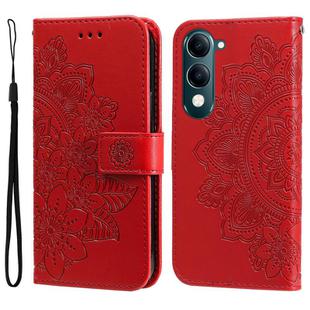 For vivo Y29s 5G / Y04 4G Seven-petal Flowers Embossing Leather Phone Case(Red)