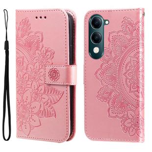 For vivo Y29s 5G / Y04 4G Seven-petal Flowers Embossing Leather Phone Case(Rose Gold)