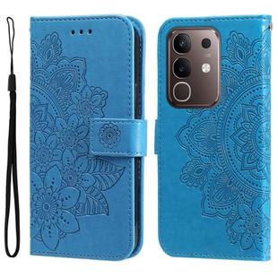 For vivo Y29 4G Seven-petal Flowers Embossing Leather Phone Case(Blue)