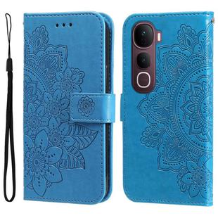 For vivo Y400 Pro 5G / V40e / iQOO Z9s Seven-petal Flowers Embossing Leather Phone Case(Blue)
