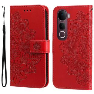 For vivo Y400 Pro 5G / V40e / iQOO Z9s Seven-petal Flowers Embossing Leather Phone Case(Red)