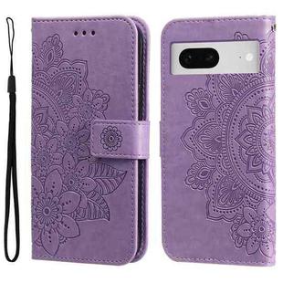 For Google Pixel  7 7-petal Flowers Embossing Leather Phone Case(Light Purple)